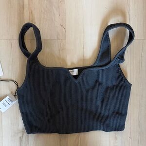 Aritzia Dark Gray Ribbed Crop Top